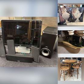 MaxSold Auction: This online auction features furniture such as a king bedframe, ottoman, bar table, chairs, cherrywood dining table, kitchen hutch and more, hardware, pots and pans, office supplies, electronics, linens, decor, Christmas and other seasonal decor, dog items, cut glass, Sanyo wine cooler, pedestals, artificial trees and much more!