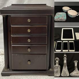 MaxSold Auction: This online auction features martini glasses, dishware, trays, Christmas decorations, candleholders, books, tapestry, wall art, assorted vinyl, jewelry box, porcelain dolls, decanters, watches and much more!