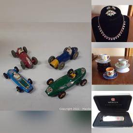 MaxSold Auction: This online auction features Limoges, furniture such as antique secretary, pedestal table, Eastlake table, and Broyhill cabinet, vintage jewelry, watches, Christmas decor, vintage toys, antique dishware, DVDs, CDs, LPs, power tools, weighted vests, glassware and much more!