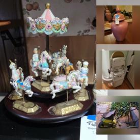 MaxSold Auction: This online auction features Patio Furniture, Sets of China, Vintage Carousel Horses, Metal Bells, Art Glass, Milk Glass Lamps, Hallmark Keepsake Ornaments, Cherished Teddies, Precious Moments, Christmas Nutcracker Collection, German Cuckoo Clock, Acorn Stair Lift Left, Dollhouse, Dryer, Vintage White Fridge and much more!