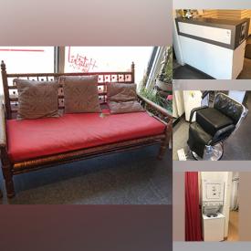 MaxSold Auction: This Business Downsizing Online Auction features Reception Desk, Hair Salon Stations, Hair Care Products, Commercial Hair Dryer, Stackable Washer & Dryer, Massage Tables, Manicure Table and much more!