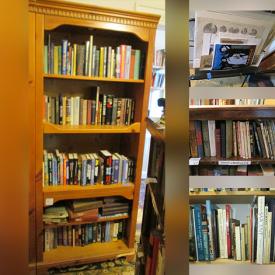 MaxSold Auction: This online auction features books, Ephemera, prints, standing rack, Dark wood, vintage shelf bookcase, Antique Oak Drawer Cabinet, frames, bicycle and much more!