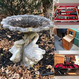 MaxSold Auction: This online auction features a sawhorse, Hose Holder, hairs, Gardening utensils and tools, closet, refrigerator, table, lamps, frames, wall art, watches, costume jewelry, Dress Form, Jewelry Box, antique radio, antique items, linens, rugs, toys, dolls and much more!