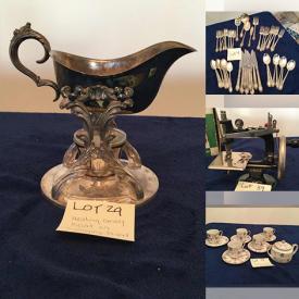 MaxSold Auction: This online auction features Silver Flatware, Collector Plates, Silver Serving Pieces, Decanter, Sewing Machines, Art Glass, Japanese Vases, German Stein, Fine Porcelain China, Jewelry Armoire, Espresso Set and much more!