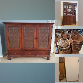 MaxSold Auction: This online auction features furniture such as an antique display cabinet, coffee table, sofa, Lane side table, rocking chairs, table and chairs, vintage vanity, bedframe, chest of drawers, and more, bicycles, Yardmachines snowblower, wheelbarrow, sporting goods, lamps, accessories, books, Maytag freezer, linens, small kitchen appliances, silverplate and much more!