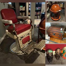 MaxSold Auction: This online auction features Pottery, Vintage Scale, Wardrobe Organizer, TV, Ping Pong Table Top, Exercise Equipment, Wooden Wall Masks, Office Supplies, Brass Horse Medallions, Guitar, LPs, Area Rug, Mini Drone, Globe Bar, Vintage Barber Chair, Oil Lamps, Hand & Yard Tools, Pressure Washer and much more!