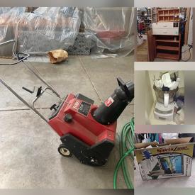 MaxSold Auction: This online auction features a Sharp TV, Denon tuner, Bowers and Wilkins soundbar and other electronics, furniture such as an armchair, Parsons table, bench, shelving units, folding utility table and more, lamps, books, Toro snowblower, candlesticks, drafting board, Cuisinart food processor and other small kitchen appliances, kitchenware, coolers, golf equipment, fabric, patio umbrellas and much more!