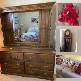 MaxSold Auction: This online auction features a fitness master, coat rack, Nintendo WII, hall seat, oak display, sterling silver tea set, patio tables, King brass bed, Amethyst, dining table and chairs, weights and much more!