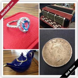 MaxSold Auction: This online auction features 1939 Canada Silver Dollar Coin, Silver Coin Lot Of 4 Canada USA Old, Sterling Silver ladies Ring Aqua Blue Sz 6.5, 14k White Gold Hoop Diamond Studded Earrings, Sterling Silver Dolphin & Black Pearl Pendant and much more!