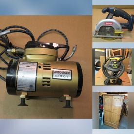 MaxSold Auction: This online auction features Sprinkler Controls, Power & Hand Tools, Air Compressor, Picnic Basket, Art Supplies, Metal Toy Slot Machine, Leather Trunk, Depression Glass, Yard Tools, Fabric, Doll Clothes, Handheld Weights, Pine Wardrobe and much more!
