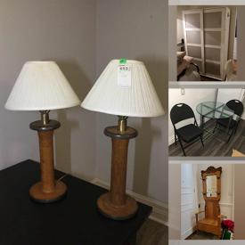 MaxSold Auction: This online auction features tables, chairs, lamps, plastic storage, ottomans, stools, wardrobe, plant in pot, patio seating, art frame and much more!