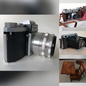 MaxSold Auction: This online auction features Vintage Cameras & Accessories such as Voigtlander, Kodak Retina, Praktica, Zeiss Ikon Contaflex, Kiev II, Zorki, Moscow, Polaroid Land Camera, Kodak Brownie, Kodak Premoette, Ancient Kodak Pocket Camera, and Elliptical Trainer, Antique Furniture, Antique Binoculars, Vintage Radios and much more!