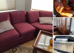 MaxSold Auction: This online auction features a California King Sleigh Bed, black cabinet, Asian-inspired corner table, Vintage folding table, makeup desk, rugs, Motorcycle parts and seat, telescope, Chicken coop, Statues, smoker and fire pit, tools and much more!