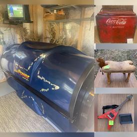 MaxSold Auction: This online auction features Antique Singer Sewing Machine, Tanning Bed, Comics, Vacuum Packer Sous Vide, Vintage Items such as Coca-Cola Cooler, Accordion, Blank Vinyl Records, Microscope, Fabric, Toys, Avon Novelty Cologne Collection and much more!