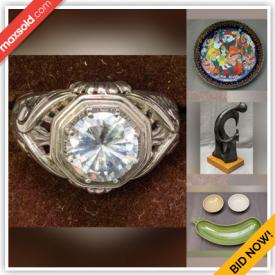 MaxSold Auction: This online auction features Jade Jewelry, Oynx Beads, Garnet Beads, Silver Jewelry, Decorative Plates, Art Glass, Studio Pottery, Animal Sculptures, Cameras, Swarovski Crystal Miniature and much more!