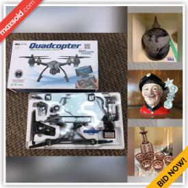 MaxSold Auction: This online auction features Stamps, Coins, Knitting Machine, Portable AC, Small Kitchen Appliances, Teacup/Saucer Sets, Collector Plates, Puzzles, Games, Washing Machine, Goebel Figures, Early Spool Bed, TVs, Outerwear, Quadcopter and much more!