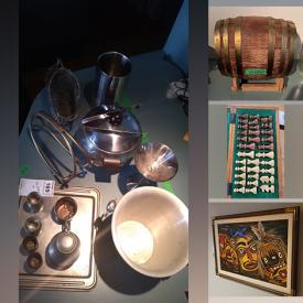 MaxSold Auction: This online auction features metal bowls, DeLonghi Espresso Machine, Christmas decor, wooden chest, Vanity table, Danish chairs, keyboard and printer, iMac Model A1058 200, clothing rack and much much more!!!