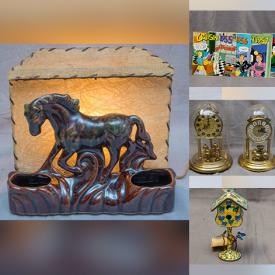 MaxSold Auction: This online auction features Framed Prints, LPs, Mantle Clocks, Kelvin Chen Cloisonné Bird Houses, Vintage Wooden Carving, Blue Mountain Pottery, Asian Porcelain Vase, Beauce Ceramic Horse Table Lamp, Jewellery, Coins, Electric Guitar and much more!