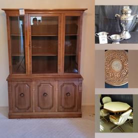 MaxSold Auction: This online auction features furniture, collectibles, glassware, vintage items, Mid-century coffee set, silverware, lamps, cuckoo clock, carved wood, books, vacuum, tools and much more!