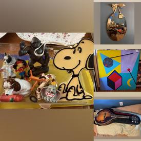 MaxSold Auction: This auction features a variety of framed art such as painted canvas, signed paintings, sketches, vintage toys, perfume bottles, copper plates, crystal ware, kitchen bake wares, wall mirror, instruments and much more!