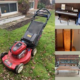 MaxSold Auction: This online auction features Garden Benches, Lawnmower, MCM Furniture, Soapstone Carving, Art Glass, Lladro Figurines, Royal CrownDerby Paperweights, Blue Mountain Pottery, Small Kitchen Appliances, Teacup/saucer Sets, Digital Piano, Hand Tools, DVDs and much more!