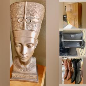MaxSold Auction: This online auction features Feather Couch, Glass Dinette Table, Area Rugs, Nefertiti Statue, Bedroom Set, Stereo Components, Prints & Posters, TV, Boots, Ski Machine, Ski Equipment and much more!