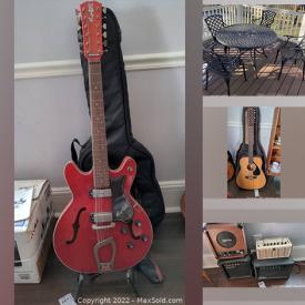 MaxSold Auction: This online auction features a Hagstrom Electric Guitar, acoustic guitar, guitar accessories, amplifiers, music instruments, dining table, china, dishes, wall art, kitchen appliances, metalware, vases, TVs, blue ray, patio furniture, Weber Grill, rugs, sports tees, sports memorabilia, vintage radios, books and much more!