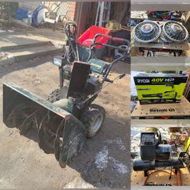 MaxSold Auction: This online auction features Shop Lights, Leaf Blowers, Air Compressors, Booster Cables, Chain Saws, Trimmers, Hydraulic Jacks, Electric Winch, Snow Blowers and much more!