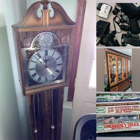 MaxSold Auction: This online auction features Curio cabinet, jewelry cabinet, utility cart, chafing dish and food slicer, Disney and Barbie toys, projector, PlayStation, Nativity Set With Figurines, Blower and trimmer, tools and much more!