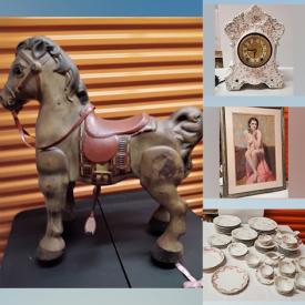 MaxSold Auction: This online auction features Limoges china, Royal Cauldron plates, Wedgwood china, vintage Staffordshire china, assorted crystal, vintage plates, vintage Booths china, vintage Meakin china, Mobo Bronco toy horse, antique mirror, sculptures, wall art, vintage sheet music, books, cat items, dog items, vintage Anchor Hocking and much more!