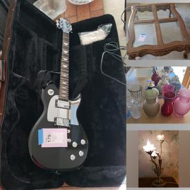 MaxSold Auction: This online auction features Framed Art-3 Pieces, Electric Guitar, Glass Serving Ware, Clock Collection, Baker Chair & Ottoman, Coffee Table, Heritage Sofa, Stereo System, Glass Vases, Toshiba Microwave, Table & Chairs, Canopy Bed, Filing cabinet, Exercise bike, Yamaha Keyboard, Wall Shelf-Poly, Exercise Equipment and much more!