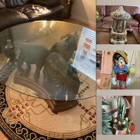 MaxSold Auction: This online auction features a unique round elephant table, rugs, mirrors, stuffed toys, dressers, outdoor decors, outdoor planters, vases, a variety of statues, pillows, wheelchairs, patio chairs, gulf clubs and much more!