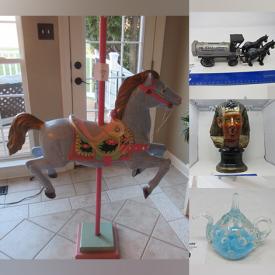 MaxSold Auction: This online auction features Carousel Horses, Vintage Metal Arcade Sign, Banks, Comics, Sports Cards, Erector Set, Wade Figurines, Vintage Locks, Golf Clubs, 3D Pictures, Art Glass, Pez Dispensers, Collector Trucks, Coins, RC Helicopters, Elephant Lamps and much more!