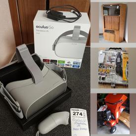 MaxSold Auction: This online auction features Oculus Go VR, furniture such as TV cabinet, drafting table, chairs and side tables, small kitchen appliances, WiFi cameras, solar panels, exercise machine, pressure washer, Bear Cat chipper, Honda lawn mower, lamps, power tools, Holy Stone drone and much more!