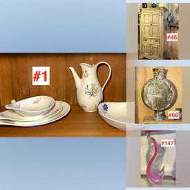 MaxSold Auction: This online auction features a cast iron Asian tea bowl, Art pottery vases, Rosenthal coffee service, set of Espresso cups and saucer, Folk arts, Antique European pine cupboard, Vintage blue glasses, Quebec art log holder, Australian vase and much more!