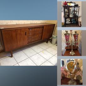 MaxSold Auction: This online auction features Antique Jewelry Chest, Antique Candelabra, Antique Parlour Chairs, Victorian Sewing Table, Souvenir Spoon Collection, MCM Teak Furniture, Art Deco Mirror, Antique Trunks, Jewelry, Four Post Bed Frame, Barrister Bookcase, MCM Metal Wall Art, Silver Jewelry, Art Glass, Jadeite, Small Kitchen Appliances, Hobnail Glass, Loetz Glass Vase, Majolica Planter, Teacup/Saucer Sets, Toby Jugs, Hummel, Dresser Jars, Perfume Bottles, Toys and much more!