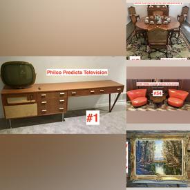 MaxSold Auction: This online auction features Area Rugs, Art Glass, Writing Desk, Leather Inlaid Furniture, German Porcelain Figurines, Perfume Bottles, MCM Tub Chairs, Leather Furniture, LPs, Vintage Sewing Box, Signed Paintings, Antique Safes, Vintage Pram and much more!