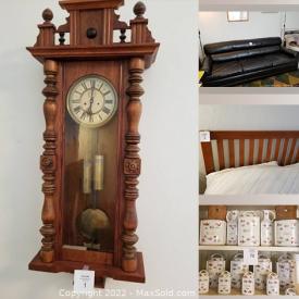 MaxSold Auction: This online auction features a Mid Century French wall clock, entertainment unit, Royal Albert rose tea set, silver pleated platter, African artifacts, Sony soundbar and sound system, electric heater and much more!