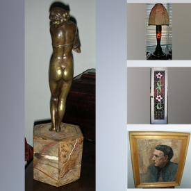 MaxSold Auction: This online auction features Art Deco Solid Bronze Statue, Art Pottery, Art Glass, Stained Glass Transom Panel, Totem Pole, Art Nouveau Table Lamp, Vintage Pyrex, Teacup/Saucer Sets, Vintage Hoselton Statue, Hummel Goebel Figurines and much more!
