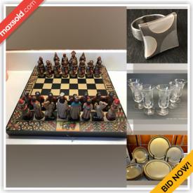 MaxSold Auction: This online auction features Sterling Silver Jewelry, Studio Pottery, Vintage Pyrex, Chess Sets, Crossover Lounge Dresses, Vintage Charm Bracelet, Silk Scarves, Yarn, Art Glass, Jewellery Making Beads and much more!