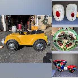 MaxSold Auction: This online auction features VW Bug Kid's Pedal Car, Studio Pottery, Vintage Board Games, Sculptures, Tiffany Style Shade, Art Glass, Folk Art, Antique Blackamoor Busts, Frank Zappa Print, Comics, Vintage Match Books, Quilting Frame and much more!