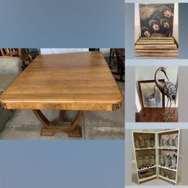 MaxSold Auction: This online auction features Vintage French Dining Table, Sofa Bed, Area Rugs, TV, Tablets, Stereo Components, LPs, CDs, DVDs, Commemorative Plate, Nutcrackers, Antique Leather Box, Halloween Masks, Irish Shillelagh, Vintage Sewing Cabinet & Notions, Vintage Perfume Bottles, Floor & Table Lamps, Vintage Glass/lead Swag Light, Garden Chairs and much more!