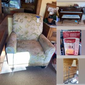 MaxSold Auction: This online auction features Floor Lamp, Wooden Shelf & Decor, Recliner Chair, Vintage Cedar Lined Storage Chest, Vintage Rocking Chair, Baldwin Piano, Silver Plate Decor, Bookshelf, Antique Vanity, Paintings and much more!