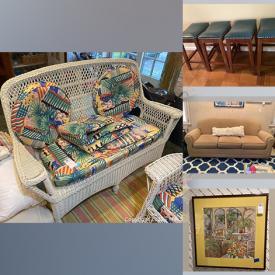 MaxSold Auction: This online auction features a sofa, dishware, kitchen appliances, coffee tables, chairs, lamps, mirrors, wall art, marble tables, cabinets, serving ware, fishing accessories, tools, shelves, refrigerator, home decor, books, coat rack, grill and more!