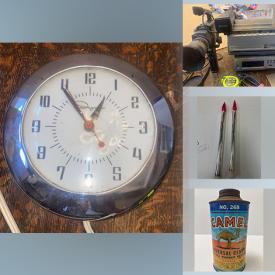 MaxSold Auction: This online auction features Klimax Lusterware China Tea set, Antique telephones, brass gong, Antique pottery, carving set, Antique bill holder, washboard, Ice tongs, Vintage fondue fork, maple leaf collectibles and much more!!