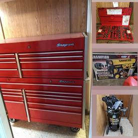 MaxSold Auction: This online auction features Tools such as Sockets, Wrenches, Screwdrivers, Pliers, Impact Wrench, Air Tools, Tap & Die Set, Table Saw, Drill Press, and Compressor, Snap-on Tool Chest, Generator, Office Furniture, Wall Unit, Floatation Jacket and much more!