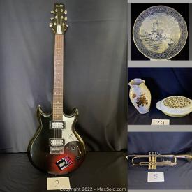 MaxSold Auction: This online auction features Electric & Acoustic Guitars, Pottery Figurines, Studio Pottery, Trumpet and more!