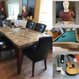 MaxSold Auction: This online auction features Kasson Pool Table, Picasso Etching, Antique 18th c Cabinet, Statuary, Carved Screen, Small Appliances, Ethan Allen Table, La-z-boy Sofa, Artwork, Matchbox Cars, Atari, 32" TV, Board Games, Guitars, Telescope, Mirrors, Outdoor Furniture, Canoe and much more!