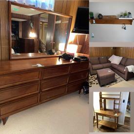 MaxSold Auction: This online auction features kitchenware, sofas, ottomans, chairs, tables, wall art, electronics, TV, computer desk, rugs, dresser, bathroom utensils, home decors, lamps, candle holder, storage containers, tools and much more!