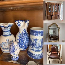 MaxSold Auction: This online auction features a vintage dresser, Armoire, chest, secretary desk, accent chairs, China hutch, piano, Sango dish set, blue glassware, washer & dryer, art supplies, hardware items and much more!